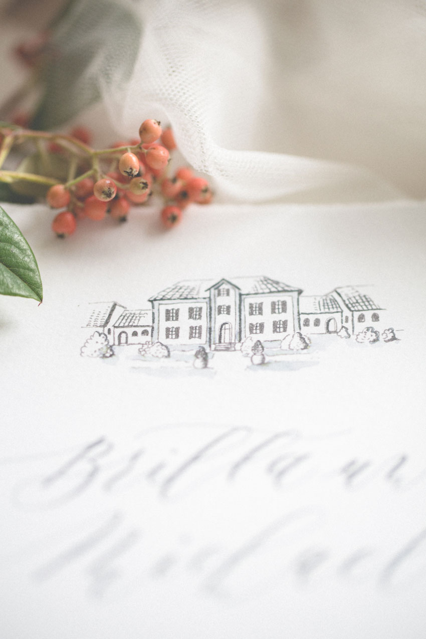 Elegante Landhochzeit Illustration Gut Sedlbrunn
