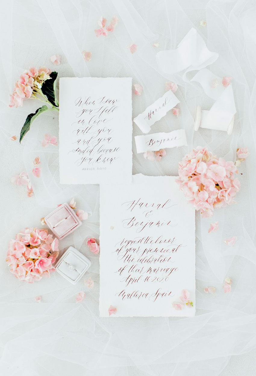 Hochzeitskalligrafie Hortensie