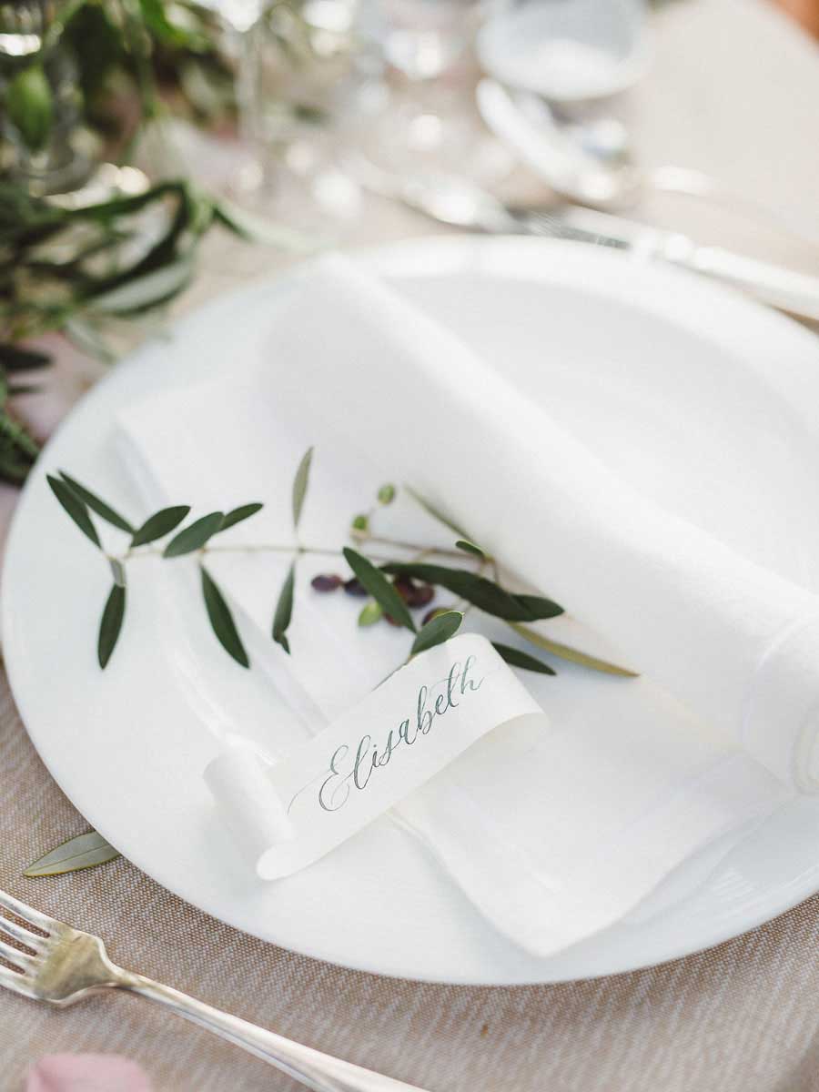 Mallorca Hochzeit Tischkarten Kalligrafie