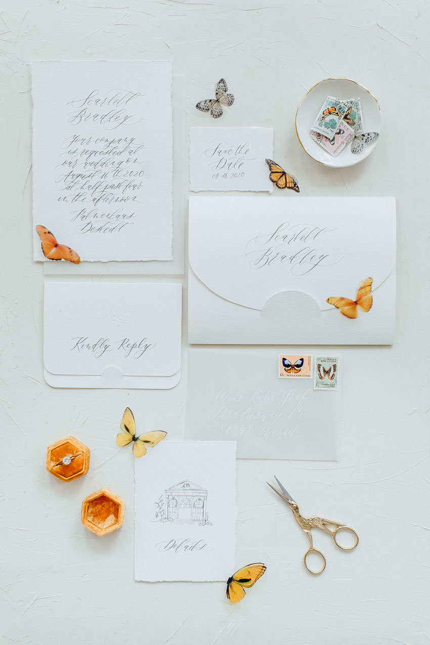 Fine Art Hochzeitspapeterie Schmetterlinge