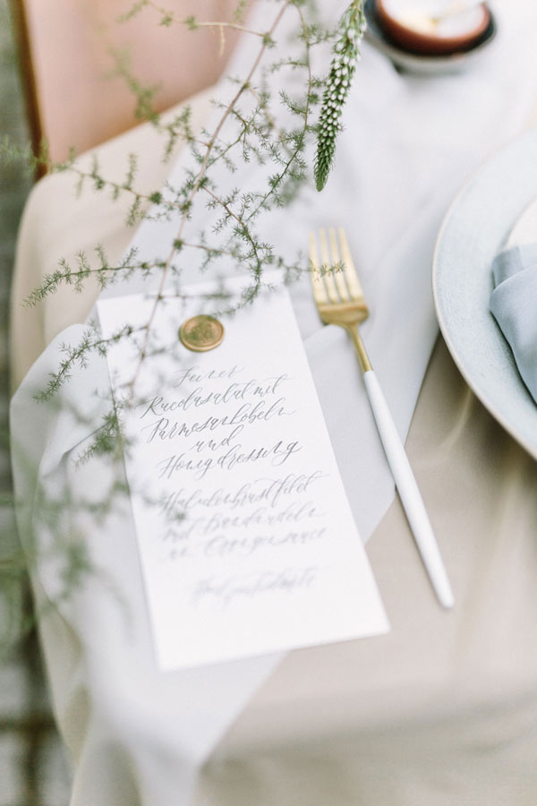 Hochzeitskalligrafie Menü Toskana