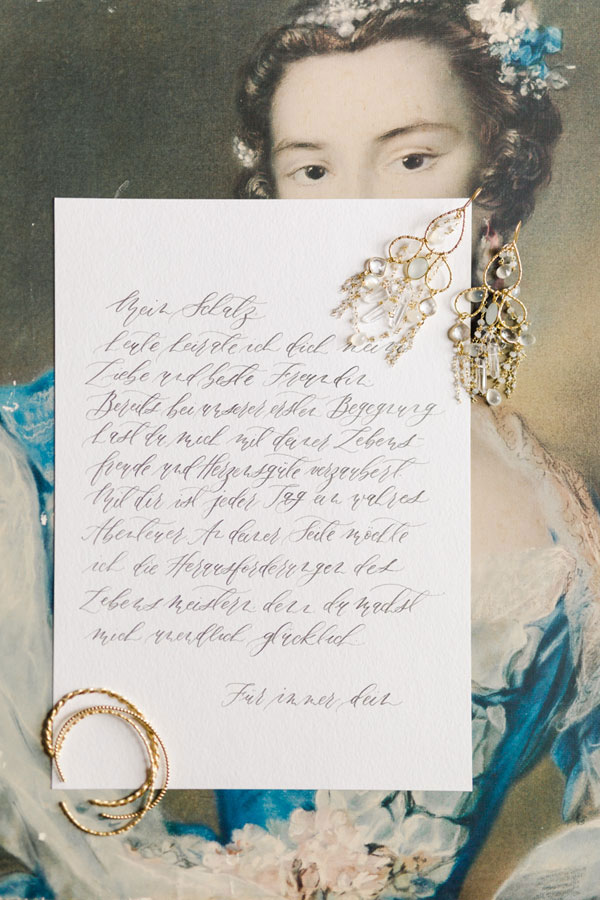 Liebesbrief Kalligrafie mir Brautschmuck