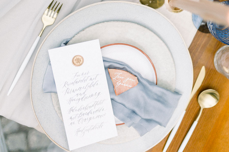 Toskana Hochzeitsmenü Kalligrafie